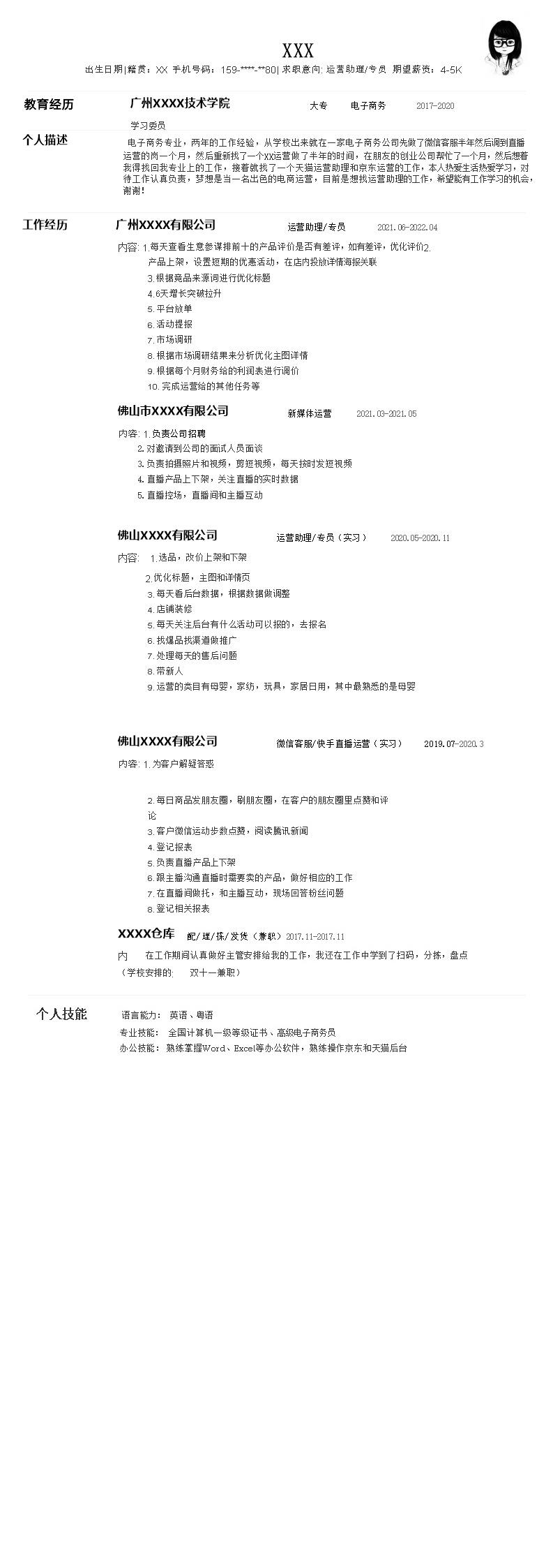 1796_电子商务运营管理类岗位求职简历模板  - 电子商务简历模板
